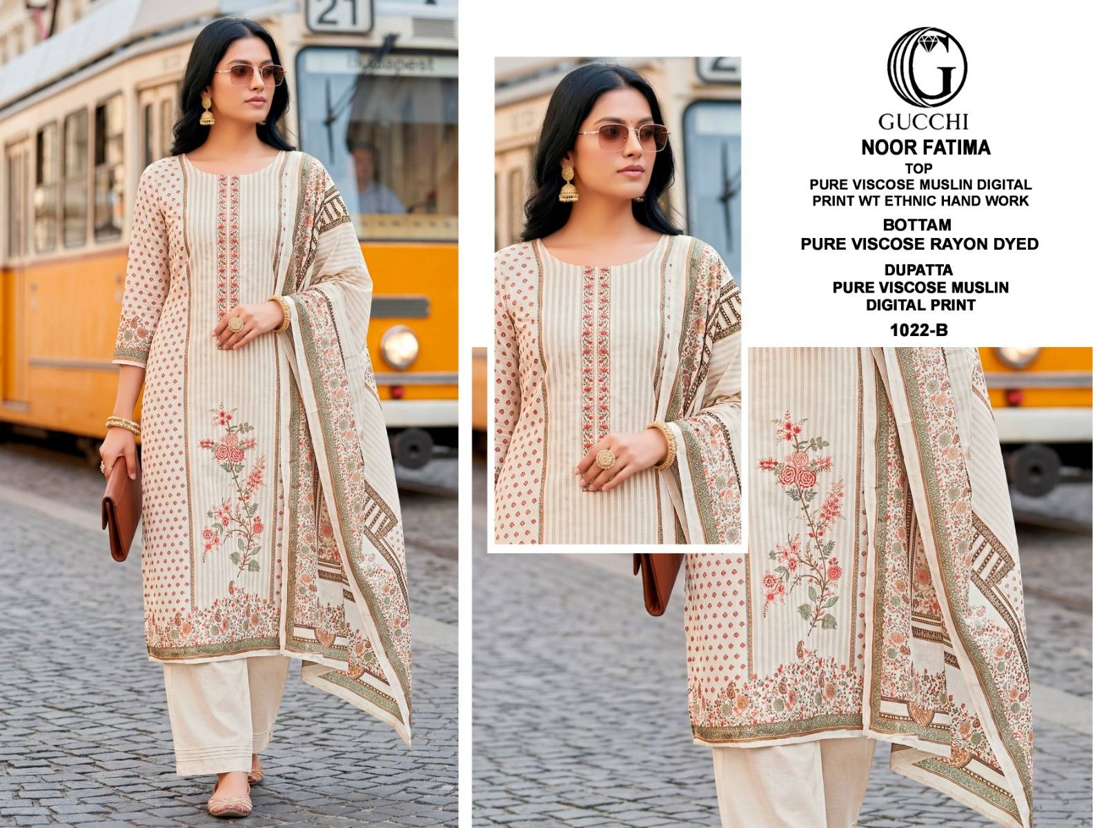 NOOR FATIMA VOL 1022 BY GUCCHI Stylish Beautiful Colourful Pure Viscose Muslin Dresses At Wholesale Price